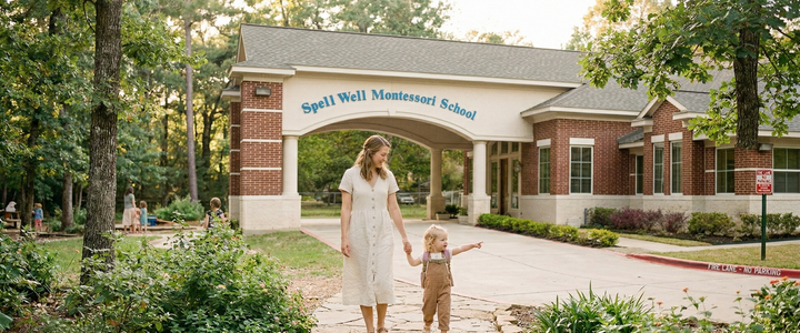 Educational journey at Spell Well Montessori School showing students from Toddlers to 8th Grade, highlighting academic excellence, critical thinking, and the classroom environment in Spring, TX.
